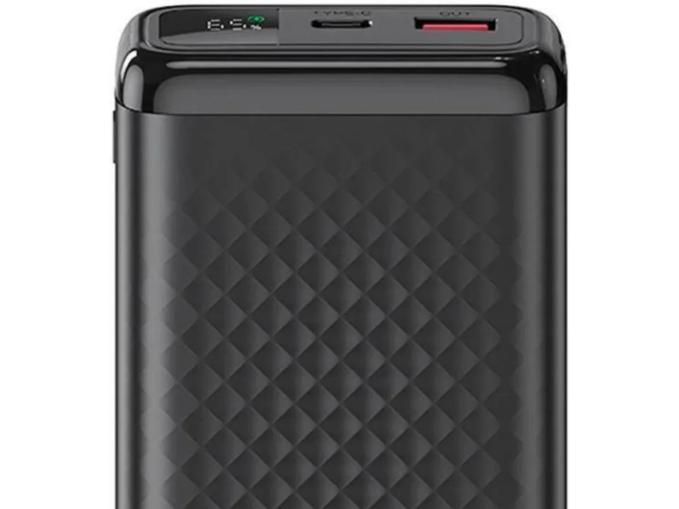 Close view of the connection area on the XO PB309 powerbank