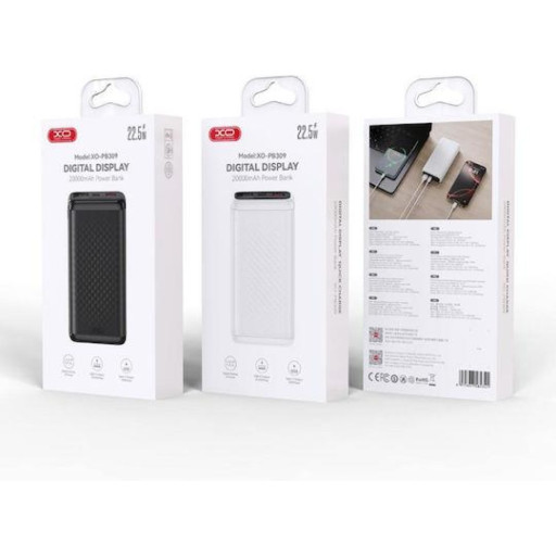 XO PB309 Powerbank Fast Charge, 20000mAh, 22,5W - Μαύρο (3)